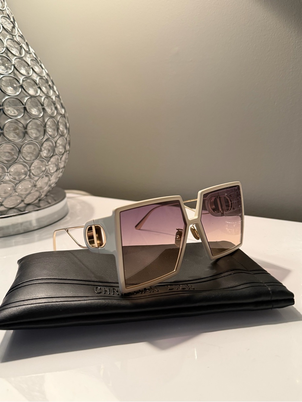 Christian Dior 30Montaigne White Oversized Sunglasses